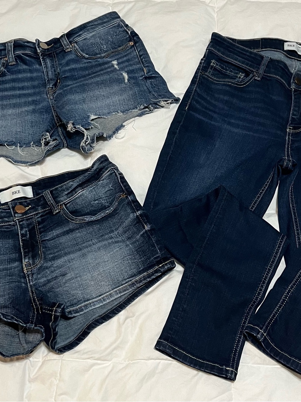BKE Denim Bundle: 2 Pair of Jean shorts & 1 Pair of Jeans.